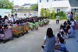 避難訓練をしました。(火災の設定)
